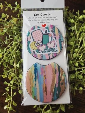 Summer Essentials Pickleball Car Coaster Set